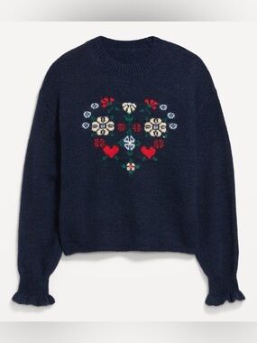 Old Navy Women Loose Crew-Neck Wool-Blend
Graphic Cropped Sweater (Size: M)